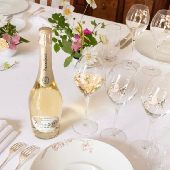 Perrier Jouet Verre Belle Epoque Hand Painted Animone Grand Champagne 6pc Set - Picture 8 of 15